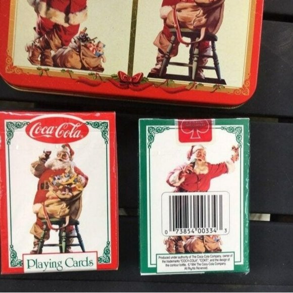 Coca Cola Santa Playing Cards  In Metal Tin - 1994 Christmas Collectible - Picture 4 of 4